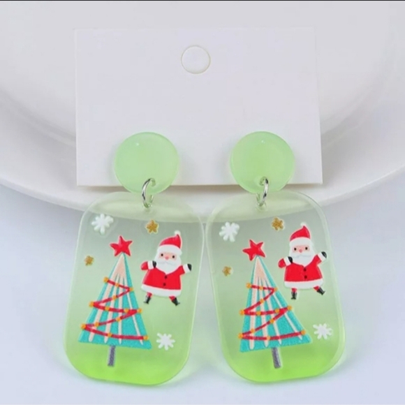 Geometric Santa Earrings - Picture 1 of 2